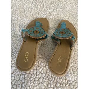 Cato Women’s Turquoise Faux Leather Wedge Sandal Size 6